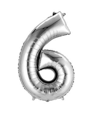 Silver Foil Number Balloons - 16&quot; Air Fill