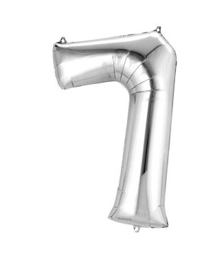 Silver Foil Number Balloons - 16&quot; Air Fill