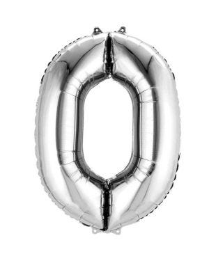 Silver Foil Number Balloons - 16&quot; Air Fill