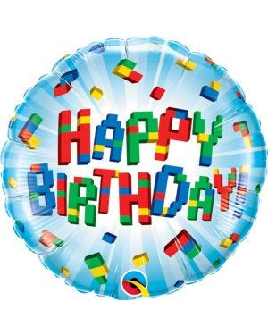 &#039;Happy Birthday&#039; Exploding Blocks Balloon - 18&quot; Foil