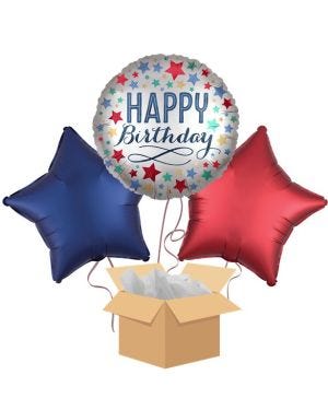 Happy Birthday Stars Balloon Bouquet - Delivered Inflated