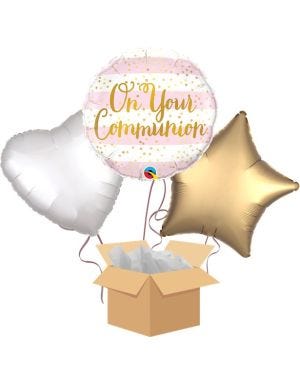 On Your Communion Pink Balloon Bouquet - Delivered Inflated