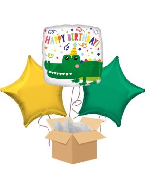 Crocodile &quot;Happy Birthday&quot; Balloon Bouquet - Delivered Inflated
