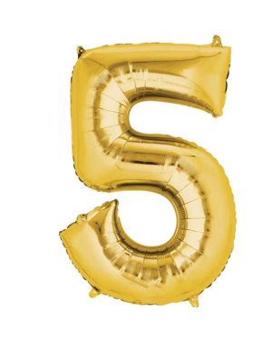 Gold Foil Number Balloons - 16&quot; Air Fill