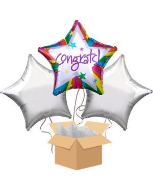 Congrats Star Balloon Bouquet - Delivered Inflated