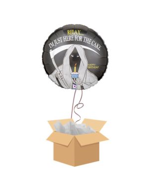 Grim Reaper Happy Birthday Balloon - Delivered Inflated