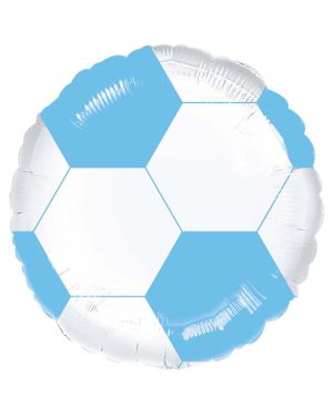 Football Light Blue &amp; White Foil Balloon - 18&quot;