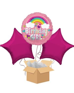 Birthday Girl Balloon Bouquet - Delivered Inflated