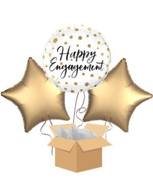 Happy Engagement Gold Dots Balloon Bouquet - Delivered Inflated