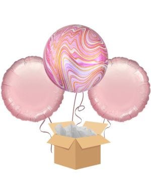 Pink Marblez Orbz Balloon Bouquet - Delivered Inflated