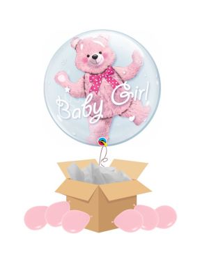 Baby Girl Double Bubble Balloon - Delivered Inflated