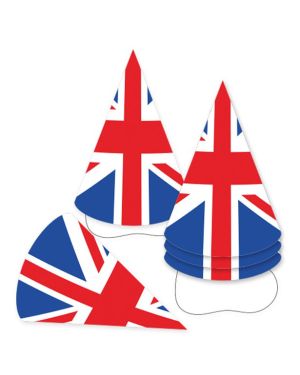 Union Jack Cone Party Hats - 17cm (6pk)