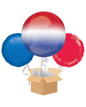 Red White and Blue Balloon Bouquet - Delivered Inflated