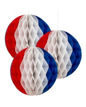Red, White &amp;Blue Honeycomb Decoration - 16cm (3pk)