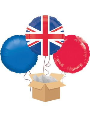 Union Jack Balloon Bouquet - Delivered Inflated