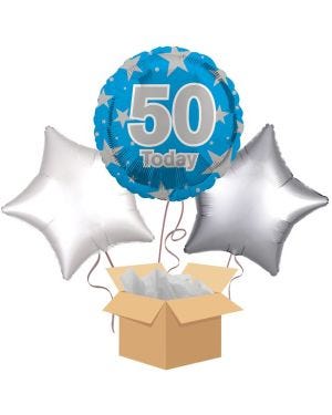 50 Today Blue Balloon Bouquet - Delivered Inflated