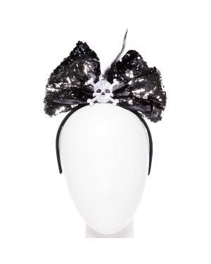 Skeleton Sequin Hair Bow Headband