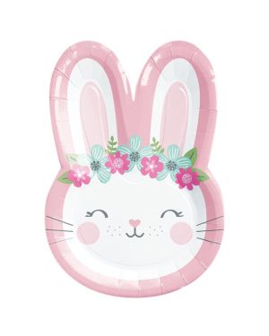 Birthday Bunny Shaped Paper Plates - 23cm (8pk)