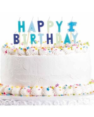 Happy 1st Birthday Blue Pick Candles