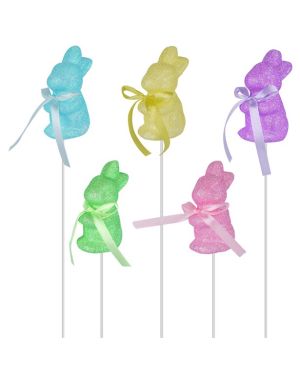Glittery Easter Bunny Picks - 24cm (5pk)
