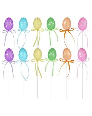 Glittery Easter Egg Picks - 21cm (12pk)