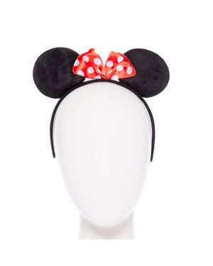 Mouse  Ears &amp; Red Bow Headband