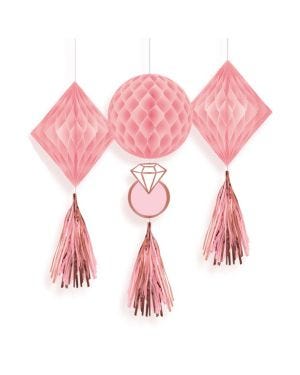 Blush Hen Party Honeycomb Tassel Decorations (3pk)