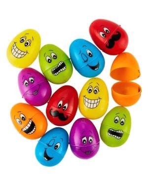 Funny Face Fillable Eggs - 6cm (12pk)