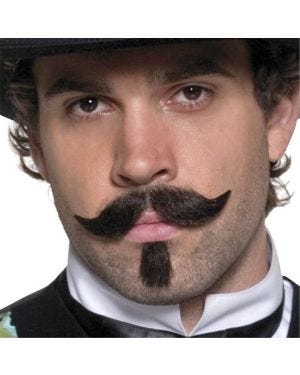 Western Gambler Black Moustache