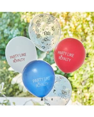 Party Like Royalty &amp; Confetti Balloons - 11&quot; Latex (5pk)