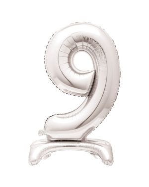 Silver Standing Number Balloons - 30&quot; Air Fill