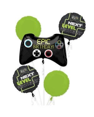 Level Up Birthday Foil Balloon Bouquet - Uninflated (5pk)