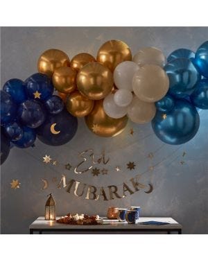 Eid Moon &amp; Stars Balloon Arch - 75 Balloons