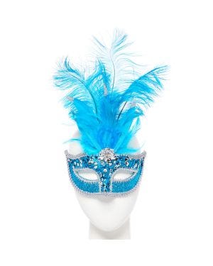 Turquoise Masquerade Mask with Sequins