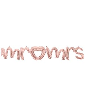 Rose Gold Mr &amp; Mrs Phrase Balloon - 59&quot; Foil