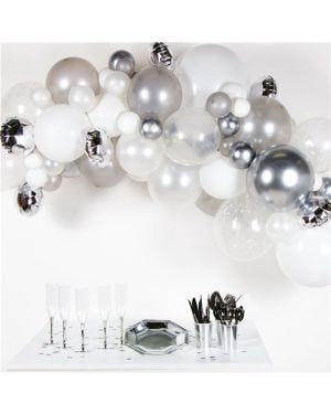 Silver Balloon Arch Garland DIY Kit - 66 Balloons