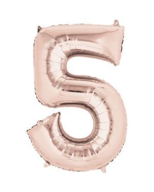 Rose Goid Foil Number Balloons - 16&quot; Air Fill