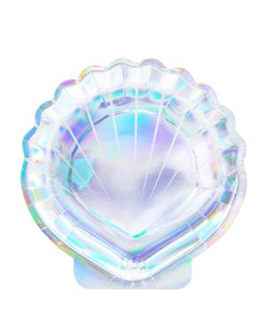 Iridescent Sea Shell Shaped Paper Plates - 18.5cm (6pk)