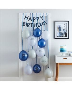 Mix It Up Blue Happy Birthday Balloon Door Kit