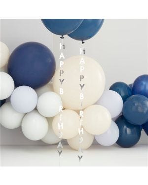 Mix It Up Silver Happy Birthday Balloon Tails (5pk)