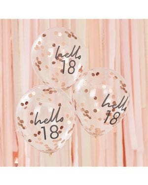 Mix It Up Hello 18 Rose Gold Confetti Balloons - 12&quot; (5pk)