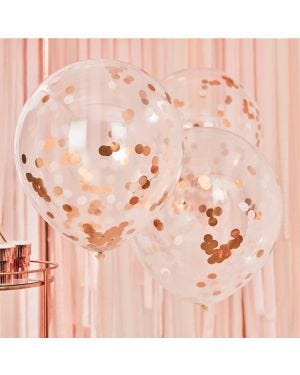 Large Rose Gold &amp; Blush Confetti Balloons - 22&quot; Latex (3pk)