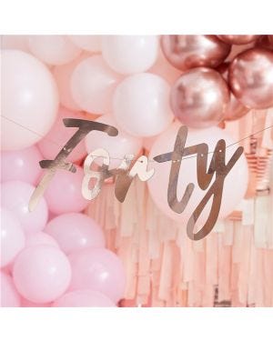 40th Rose Gold Happy Birthday Banner Bunting