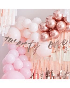 Mix It Up &#039;Twenty One&#039; Rose Gold Paper Banner - 1.7m