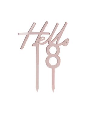 Mix It Up Hello 18 Rose Gold Cake Topper - 13cm x 10cm