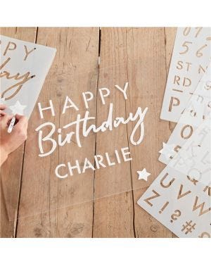 Happy Birthday Number &amp; Letter Stencils (6pk)