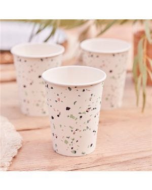 Mix It Up Mint Terrazzo Eco Paper Cups - 266ml (8pk)