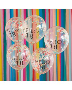 Hello 18 Mix It Up Brights Confetti Latex Balloons - 12&quot; (5pk)