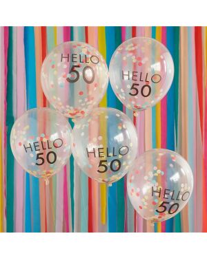 Hello 50 Mix It Up Brights Confetti Latex Balloons - 12&quot; (5pk)