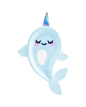 Narwhal Shaped Paper Plate - 18cm x 29cm (6pk)